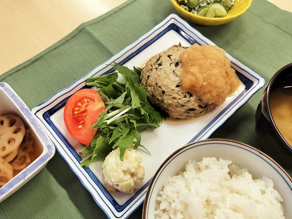 6月22日夕食A　イワシとひじきの手作り豆腐ハンバーグ     